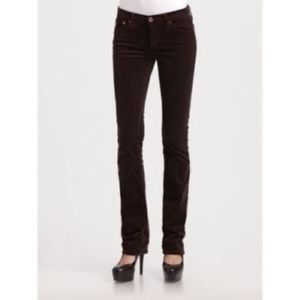 Dark brown/black AG corduroy cigarette leg jeans